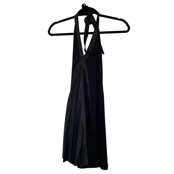 NWT house of dereon pleated black halter tie neck dress - Picture 2 of 6
